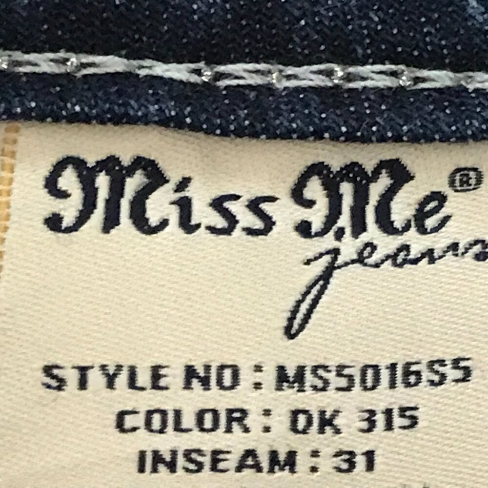Miss Me Mid Rise Skinny Jeans Women 26 Blue Embellished Thick Stitch Studded - Picture 15 of 16
